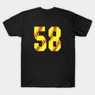 Fastpitch Softball Number 58 #58 Softball Shirt Jersey Uniform Favorite Player Biggest Fan T-Shirt